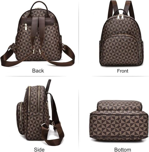 حقيبة ظهر من الجلد الصناعي حقيبة كتف للسفر للنساء والسيدات باللون البيج in Kuwait