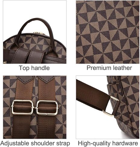 حقيبة ظهر من الجلد الصناعي حقيبة كتف للسفر للنساء والسيدات باللون البيج in Kuwait