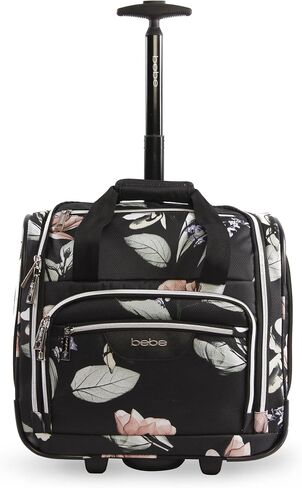 BEBE Valentina-Wheeled Under The Seat Carry-on Bag, Floral Black, ONE Size in Saudi Arabia