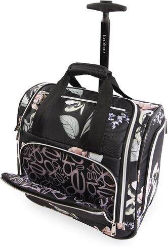BEBE Valentina-Wheeled Under The Seat Carry-on Bag, Floral Black, ONE Size in Saudi Arabia
