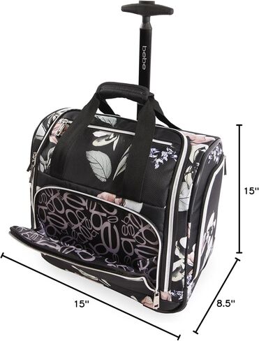 BEBE Valentina-Wheeled Under The Seat Carry-on Bag, Floral Black, ONE Size in Saudi Arabia