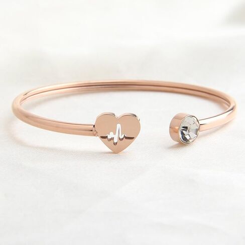 WUSUANED Dainty Heartbeat Stethoscope Cuff Bracelet Nursing Jewelry Nurses Week Gifts For Women Girls in Kuwait