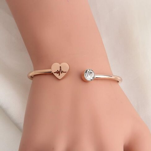 WUSUANED Dainty Heartbeat Stethoscope Cuff Bracelet Nursing Jewelry Nurses Week Gifts For Women Girls in Kuwait