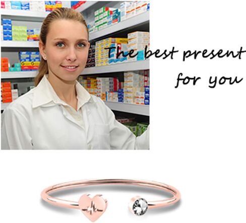 WUSUANED Dainty Heartbeat Stethoscope Cuff Bracelet Nursing Jewelry Nurses Week Gifts For Women Girls in Kuwait