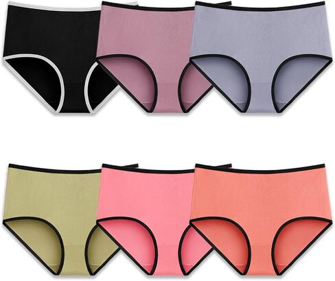 ملابس داخلية نسائية من UMMISS قطنية عالية الخصر قابلة للتمدد بتغطية كاملة، سراويل داخلية ناعمة ومريحة للسيدات، عبوات متعددة in Kuwait