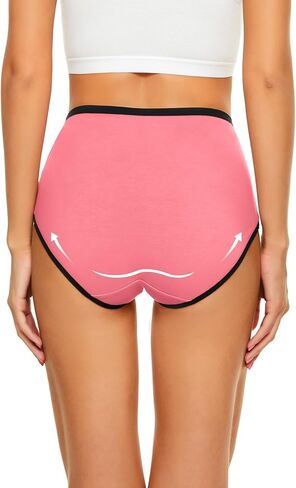 ملابس داخلية نسائية من UMMISS قطنية عالية الخصر قابلة للتمدد بتغطية كاملة، سراويل داخلية ناعمة ومريحة للسيدات، عبوات متعددة in Kuwait