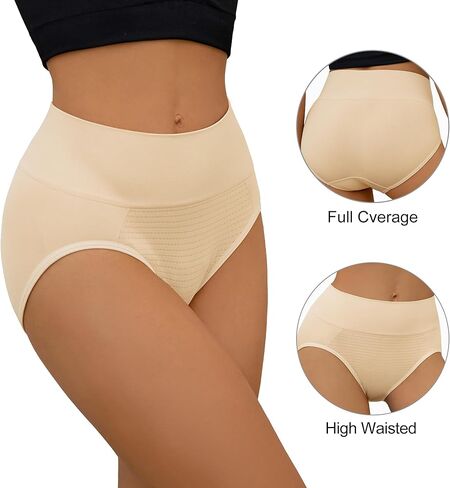 ملابس داخلية نسائية عالية الخصر بدون خياطة من DEANGELMON، تغطية كاملة ناعمة، سراويل داخلية قصيرة قابلة للتنفس، حزمة قابلة للتمدد in Kuwait