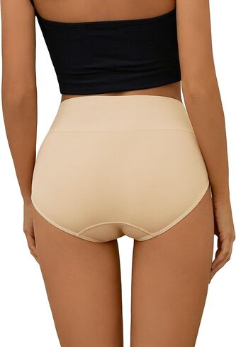 ملابس داخلية نسائية عالية الخصر بدون خياطة من DEANGELMON، تغطية كاملة ناعمة، سراويل داخلية قصيرة قابلة للتنفس، حزمة قابلة للتمدد in Kuwait