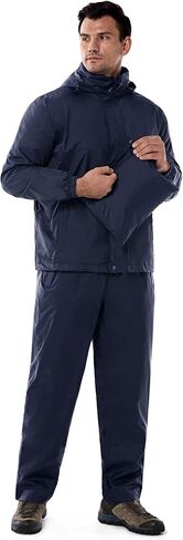 33,000ft Mens Rain Suit with Hideaway Hood Waterproof Rain Gear (Jackets and Pants) in Saudi Arabia
