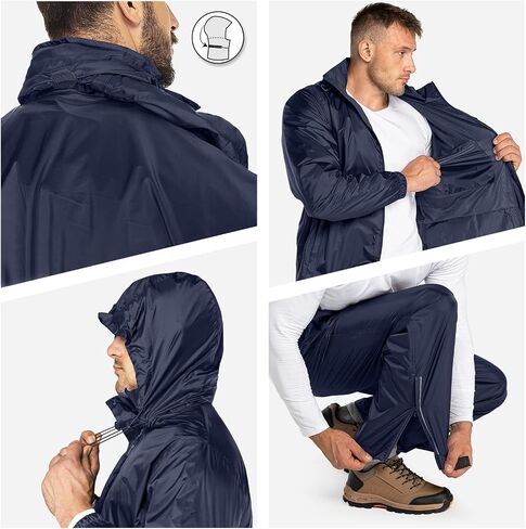 33,000ft Mens Rain Suit with Hideaway Hood Waterproof Rain Gear (Jackets and Pants) in Saudi Arabia