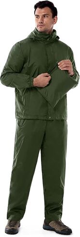 33,000ft Mens Rain Suit with Hideaway Hood Waterproof Rain Gear (Jackets and Pants) in Saudi Arabia