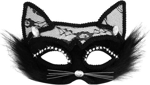 Lusofie Black Cat Lace Mask Venetian Masquerade Mask Halloween Masquerade Mask Women for Fancy Dress Christmas Halloween Costume Party for Girls Women in Saudi Arabia