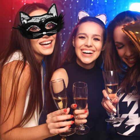 Lusofie Black Cat Lace Mask Venetian Masquerade Mask Halloween Masquerade Mask Women for Fancy Dress Christmas Halloween Costume Party for Girls Women in Saudi Arabia