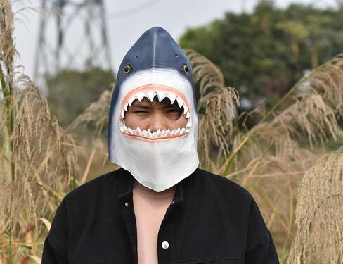 PARTY STORY Shark Mask Halloween Latex Animal Mask Novelty Rubber Costume Full Head Masks, blue, Free size in Kuwait