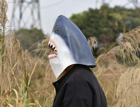 PARTY STORY Shark Mask Halloween Latex Animal Mask Novelty Rubber Costume Full Head Masks, blue, Free size in Kuwait