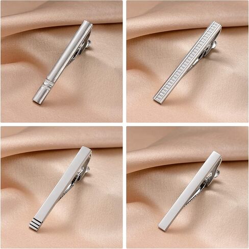 UJOY Tie Clips for Men, 8 Pcs Tie Bars Pinch Clip Set Silver Black 2.3 Inches Business Shirt Necktie Parts in Kuwait