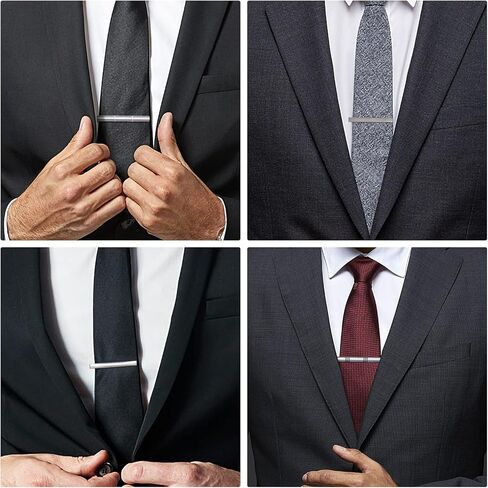 UJOY Tie Clips for Men, 8 Pcs Tie Bars Pinch Clip Set Silver Black 2.3 Inches Business Shirt Necktie Parts in Kuwait