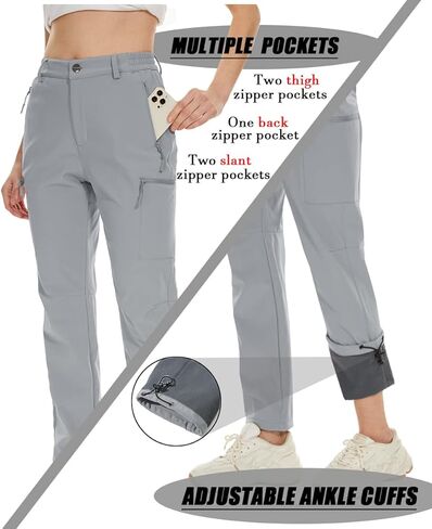 MAGCOMSEN Women's Fleece Lined Snow Ski Pants Waterproof Insulated Winter Hiking Pants Softshell Snowboard Pants in Kuwait