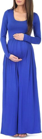 فستان للحوامل من Mother Bee بأكمام طويلة أو سادة أو ملون بخصر مكشكش مع جيوب in Kuwait