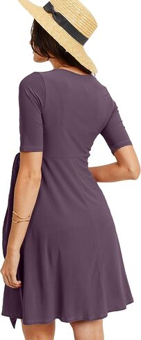 HELLO MIZ Women's Maternity Dress V-Neck Short Sleeve for Baby Shower in Kuwait