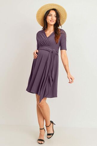 HELLO MIZ Women's Maternity Dress V-Neck Short Sleeve for Baby Shower in Kuwait