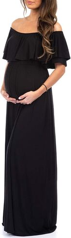 Mother Bee Maternity Open Shoulder Dress with Ruffles in Kuwait