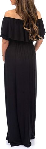 Mother Bee Maternity Open Shoulder Dress with Ruffles in Kuwait