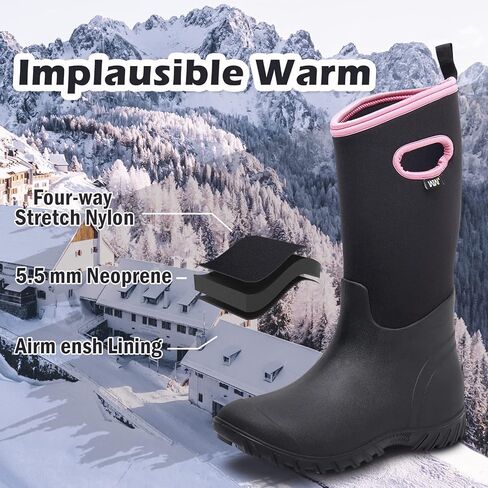 WTW Women's Rubber Rain Boots - 100% Waterproof Insulated Neoprene Garden Muck Boots Outdoor Hunting Snow Boots for Women in Kuwait