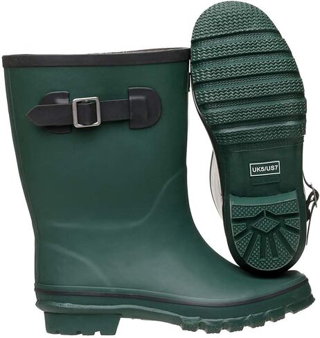 Jileon Mid Calf Rain Boots - Specially Designed For Wide Feet, Ankles or Calves - Half Height Waterproof Durable Wide Calf Rain Boots in Saudi Arabia