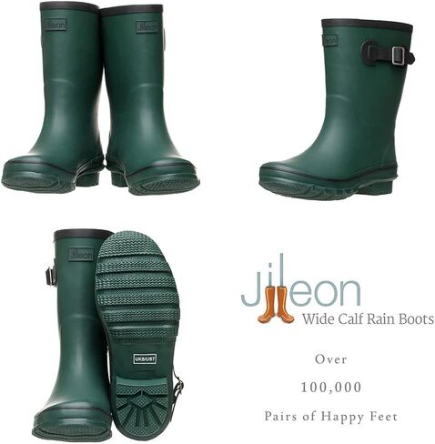 Jileon Mid Calf Rain Boots - Specially Designed For Wide Feet, Ankles or Calves - Half Height Waterproof Durable Wide Calf Rain Boots in Saudi Arabia