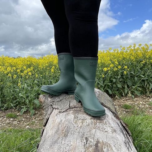 Jileon Mid Calf Rain Boots - Specially Designed For Wide Feet, Ankles or Calves - Half Height Waterproof Durable Wide Calf Rain Boots in Saudi Arabia
