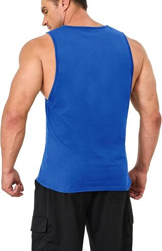 MAGCOMSEN Mens Workout Cut Off Shirt Sleeveless Muscle Shirts Athletic Cotton Tank Tops Gym Fitted Tanks Summer Running in Saudi Arabia