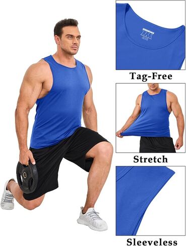 MAGCOMSEN Mens Workout Cut Off Shirt Sleeveless Muscle Shirts Athletic Cotton Tank Tops Gym Fitted Tanks Summer Running in Saudi Arabia
