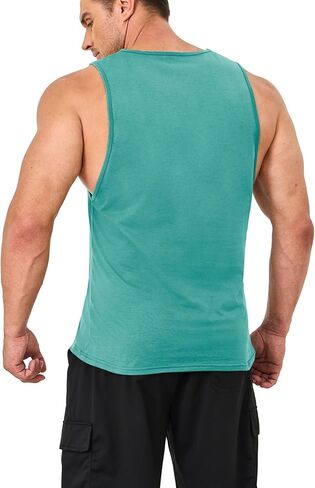 MAGCOMSEN Mens Workout Cut Off Shirt Sleeveless Muscle Shirts Athletic Cotton Tank Tops Gym Fitted Tanks Summer Running in Kuwait