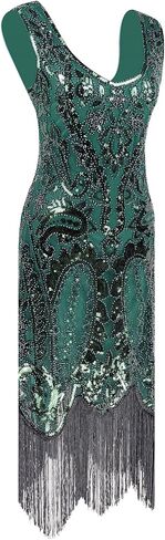YENMILL Women's 1920s Sequins Flapper Gatsby Cocktail Dress with 20s Headband Accessories Set in Kuwait