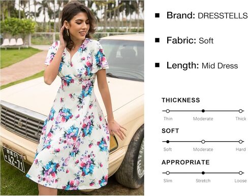 DRESSTELLS Women Casual Dresses Tea Dress Flared Sleeve Aline Swing Work Dress in Saudi Arabia