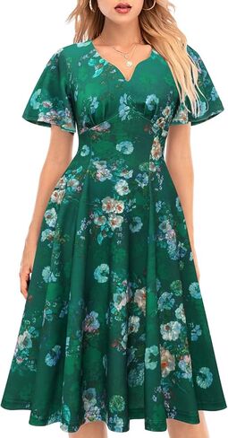 DRESSTELLS Women Casual Dresses Tea Dress Flared Sleeve Aline Swing Work Dress in Saudi Arabia