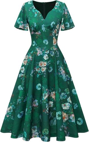 DRESSTELLS Women Casual Dresses Tea Dress Flared Sleeve Aline Swing Work Dress in Saudi Arabia