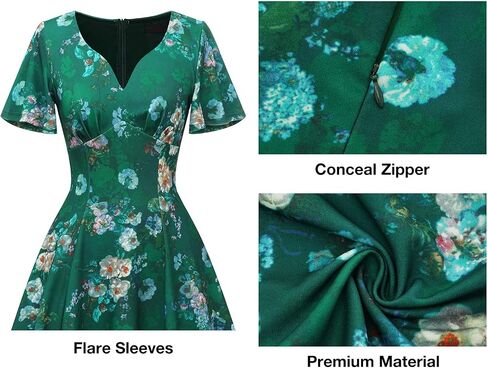 DRESSTELLS Women Casual Dresses Tea Dress Flared Sleeve Aline Swing Work Dress in Saudi Arabia