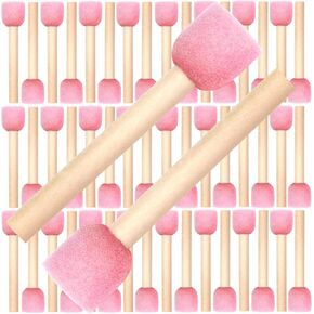 DLOnline 50 Pieces Round Sponge Brush Set, Foam Paint Brushes with Wooden Handle, DIY Painting Tools for Kids Crafts and Arts, 0.8inches, Pink in Kuwait