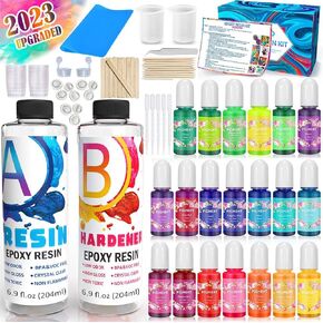 Catcrafter Crystal Epoxy Resin Kit - Color Dye Pigment Craft Supplies & Materials Art Set kit with Silicone Mat Non Toxic Paint Stir Sticks for Beginners Accessories Jewelry Making in Kuwait