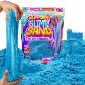 SLIMYGLOOP Slimy Sand, 3 Lbs of Stretchable, Expandable, Moldable Cloud Slime, Non Stick, Slimy Play in A Resealable Bag, Great for Sensory Bins, Sensory Toys for Less-Mess Fun, Ages 3, 4, 5, 6, 7