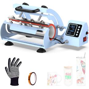 آلة الضغط الحراري لأكواب 20 و30 أونصة، مكبس بهلوان يناسب أكواب 16 أونصة 20 أونصة 30 أونصة، ضغط حراري على الأكواب، تصعيد DIY للأكواب النحيفة (أزرق) in Kuwait