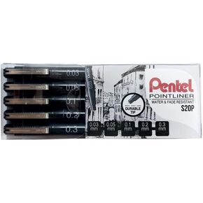 قلم رسم بوينت لاينر من بنتيل آرتس، 0.05 مم، حبر أسود، صندوق من 12 قلم (S20P-05A) in Kuwait