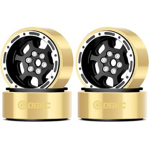 OGRC 1.0 Beadlock Wheel Rims 6-Spoke Rims RC Crawler Wheels with Brass Ring Negative Offset 3.78mm for TRX4M SCX24 FCX24 1/24 1/18 RC Upgrade Parts (Black)