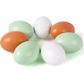 SallyFashion 7 Pcs Wooden Fake Eggs, 3 Colors Wooden Easter Egg Wood Eggs for Crafts Fake Chicken Eggs Nesting Eggs Easter Home Decor