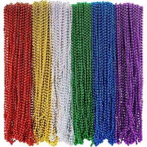 Henoyso 360 Pcs Mardi Gras Beads Necklaces Bulk 32'' 6mm Halloween Multi Colors Carnival Beaded Metallic Party Costume Necklace Accessories for Unisex Halloween Events Party Favors (Retro Colors) in Kuwait