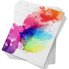 Paul Rubens 60 Sheets Watercolor Paper,Hot Press 50% Cotton&140lb /300gsm Acid-free Bulk White Paper for Artists, Students & Adults（10.63 * 7.68 inch）