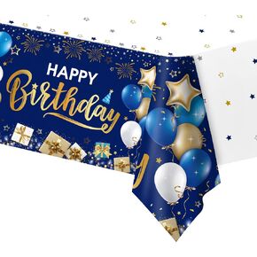 Happy Birthday Decorations, 1pcs Black and Gold Birthday Tablecloth for Men Women, Plastic Disposable Rectangle Table Cover for 90th 80th 70th 60th 50th 40th 30th Birthday Party Decor- 54" x 108" in Kuwait