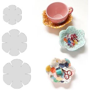3Pcs 3size Bowl Wrap Template Sewing Pattern Template Quilting Patchwork Ruler DIY Craft Sewing Tools(White) in Kuwait